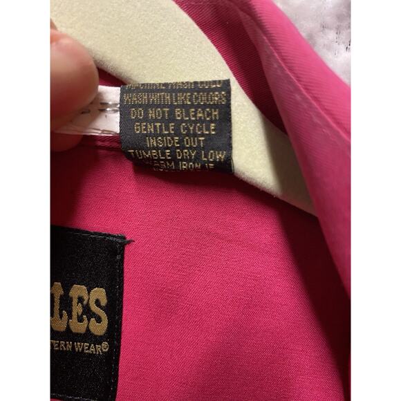 VTG Drysdales Pearl Snap Long Sleeve Shirt Men's Cowboy Ranch XL T Pink Heavy - Picture 7 of 10